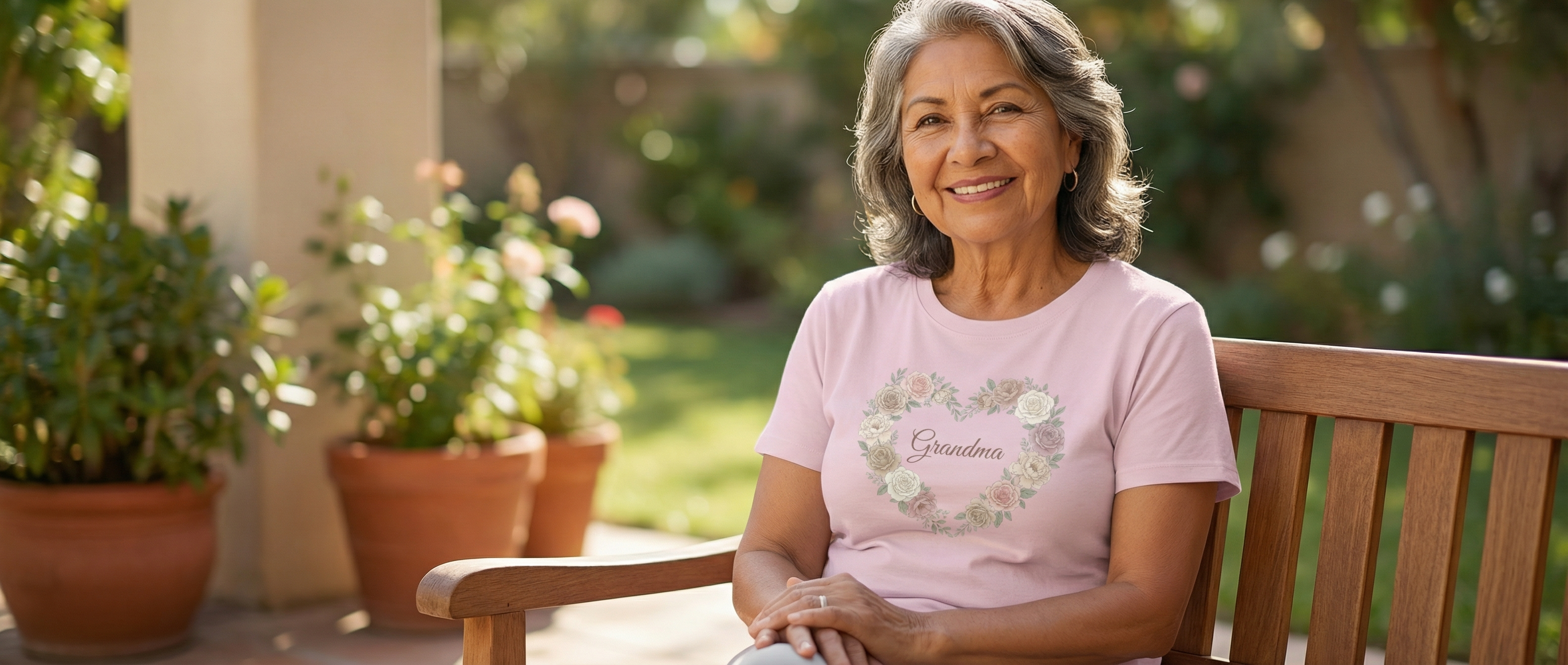 "Grandma" Floral Hearts T-shirt 2