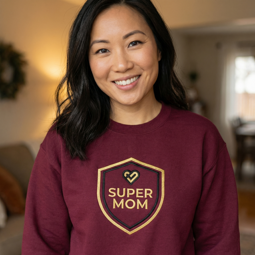 Super Mom Hoodie 1 – Shield Badge with Heart