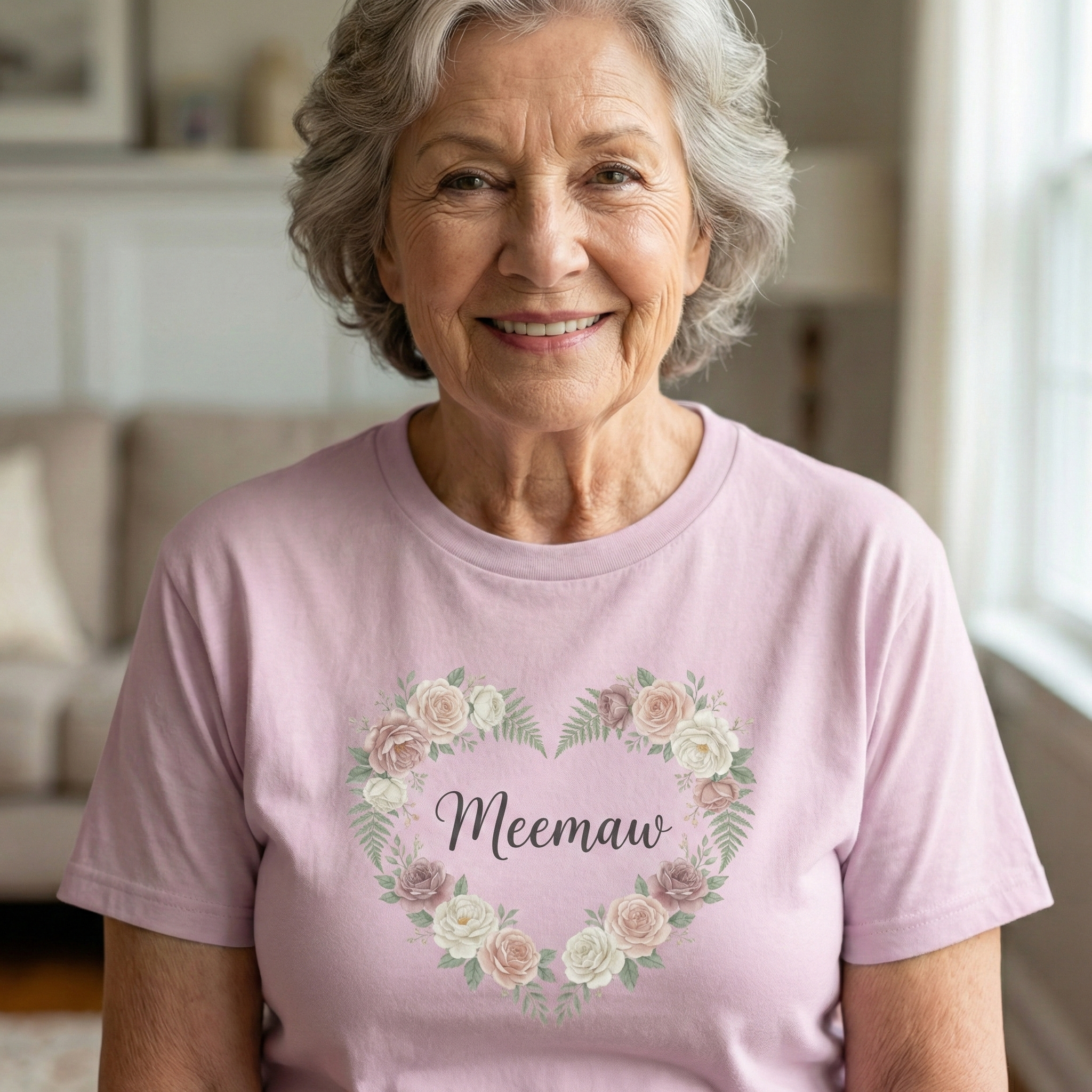 "Meemaw" Floral Hearts T-shirt
