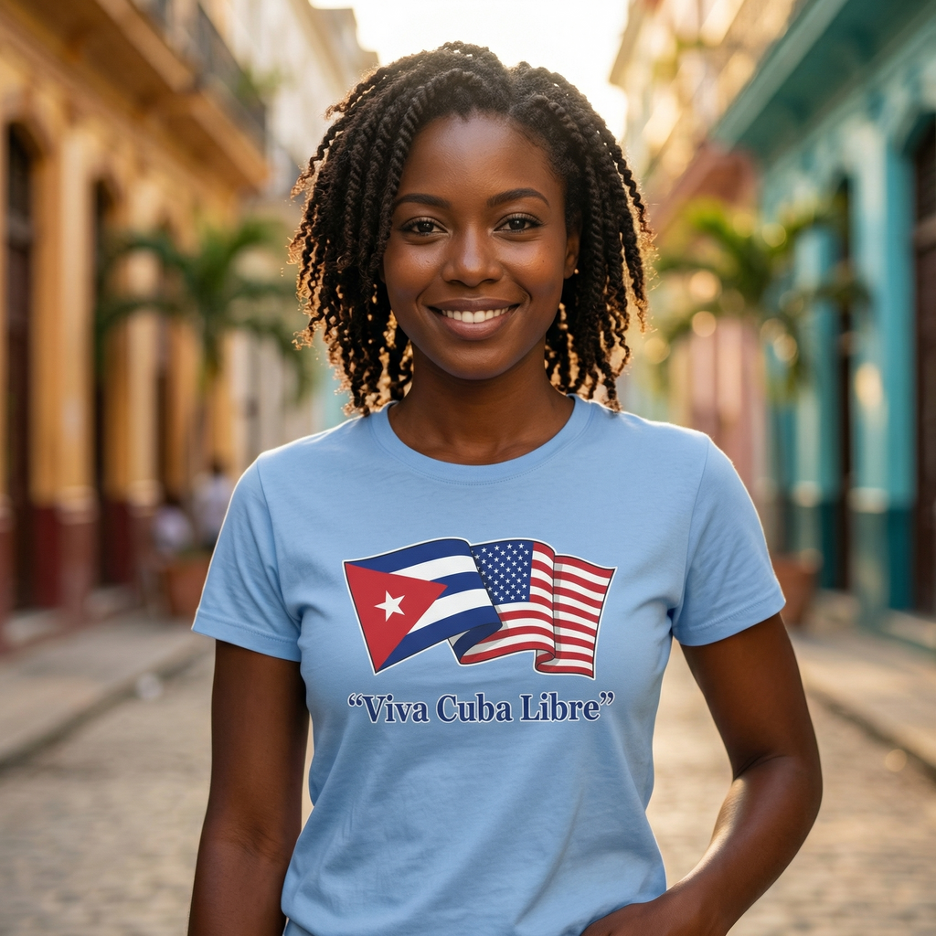 Viva Cuba Libre – Cuban & American Flag Unity T-Shirt