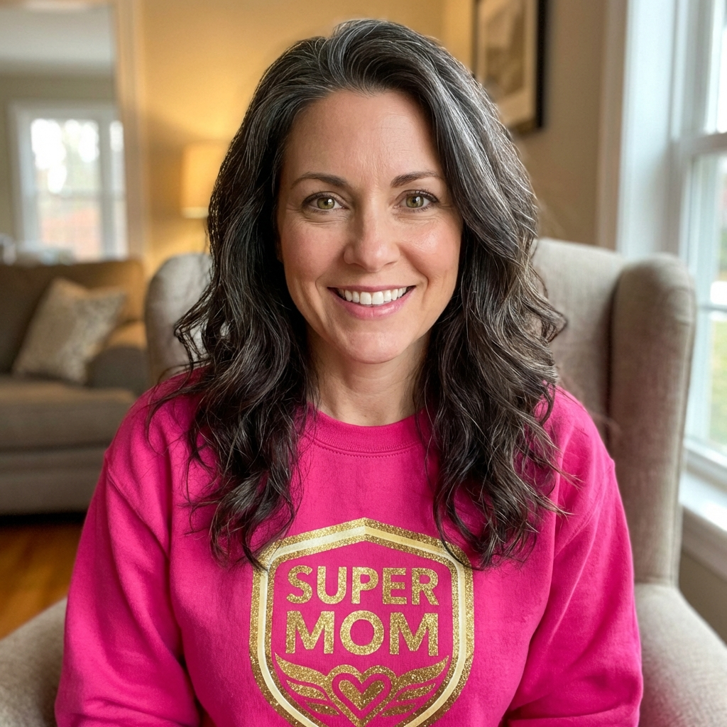 Super Mom Sweatshirt – Shield Badge with Heart/Wings
