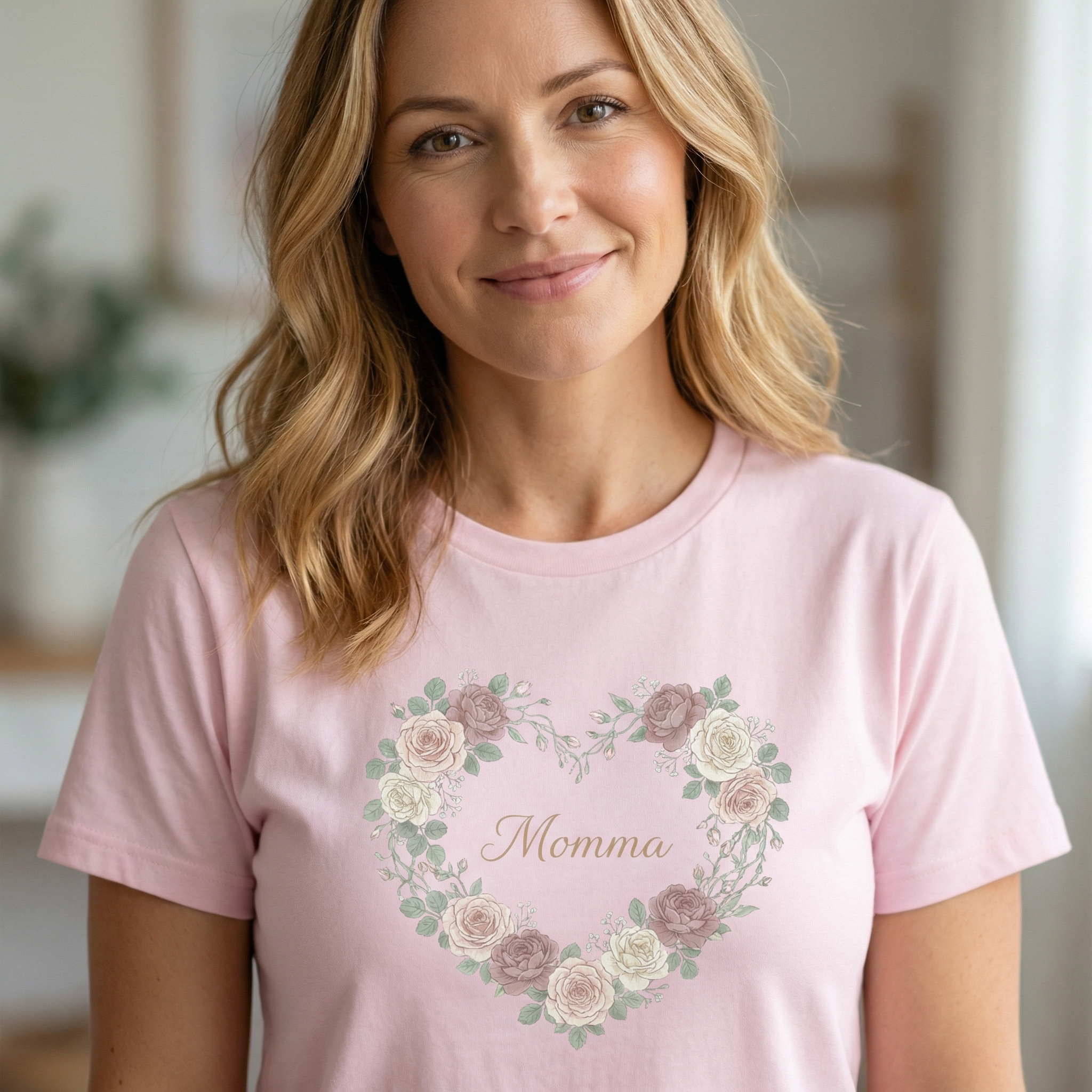 "Momma" Floral Hearts T-shirt | Meaningful Gift for Moms