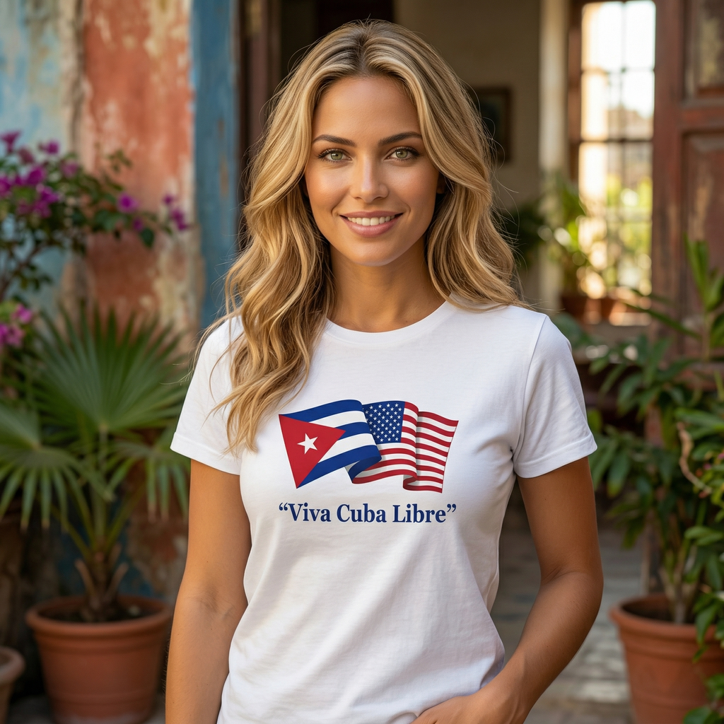 Viva Cuba Libre – Cuban & American Flag Unity T-Shirt