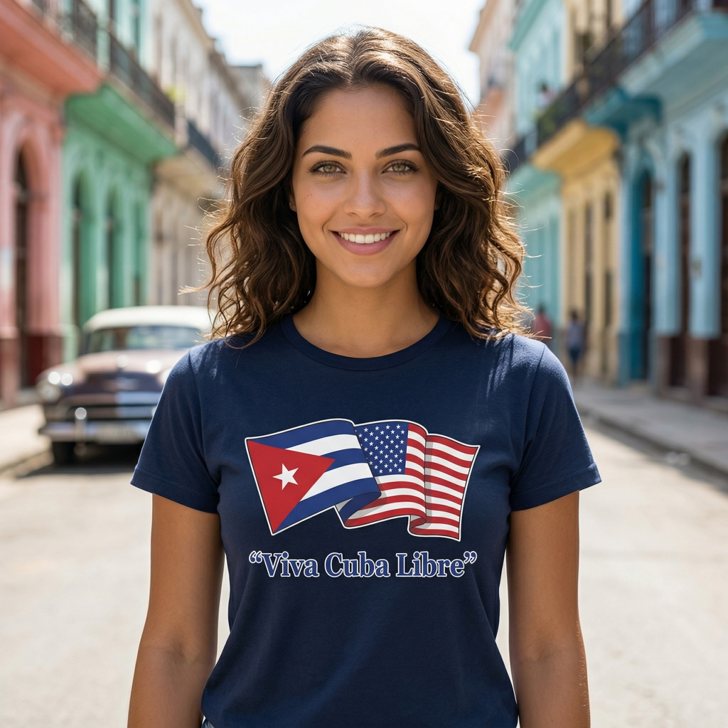Viva Cuba Libre – Cuban & American Flag Unity T-Shirt