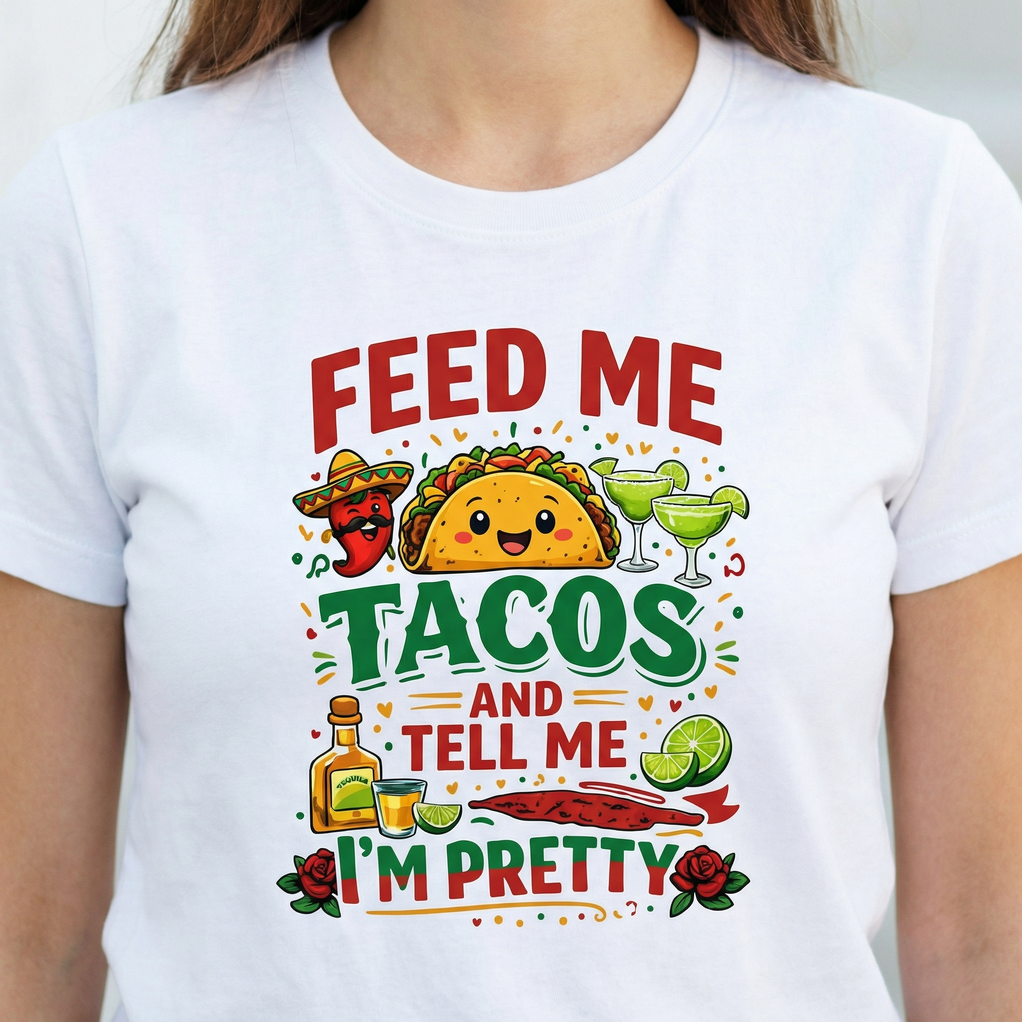 Feed Me Tacos and Tell Me I’m Pretty T-Shirt – Funny Cinco de Mayo Taco Tee