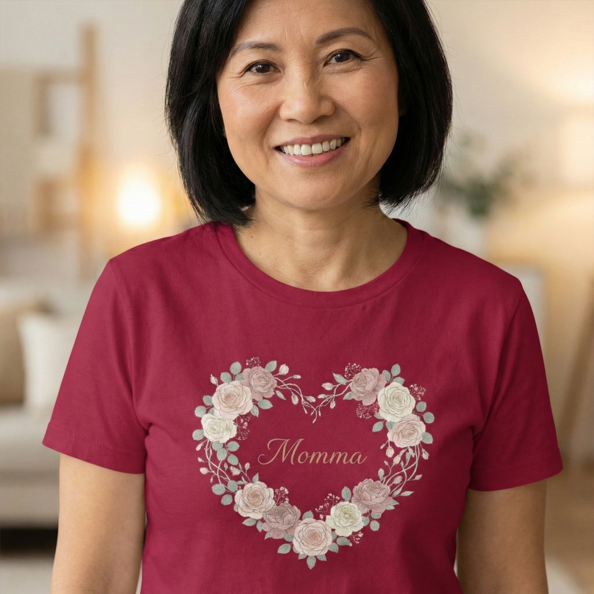 "Momma" Floral Hearts T-shirt | Meaningful Gift for Moms