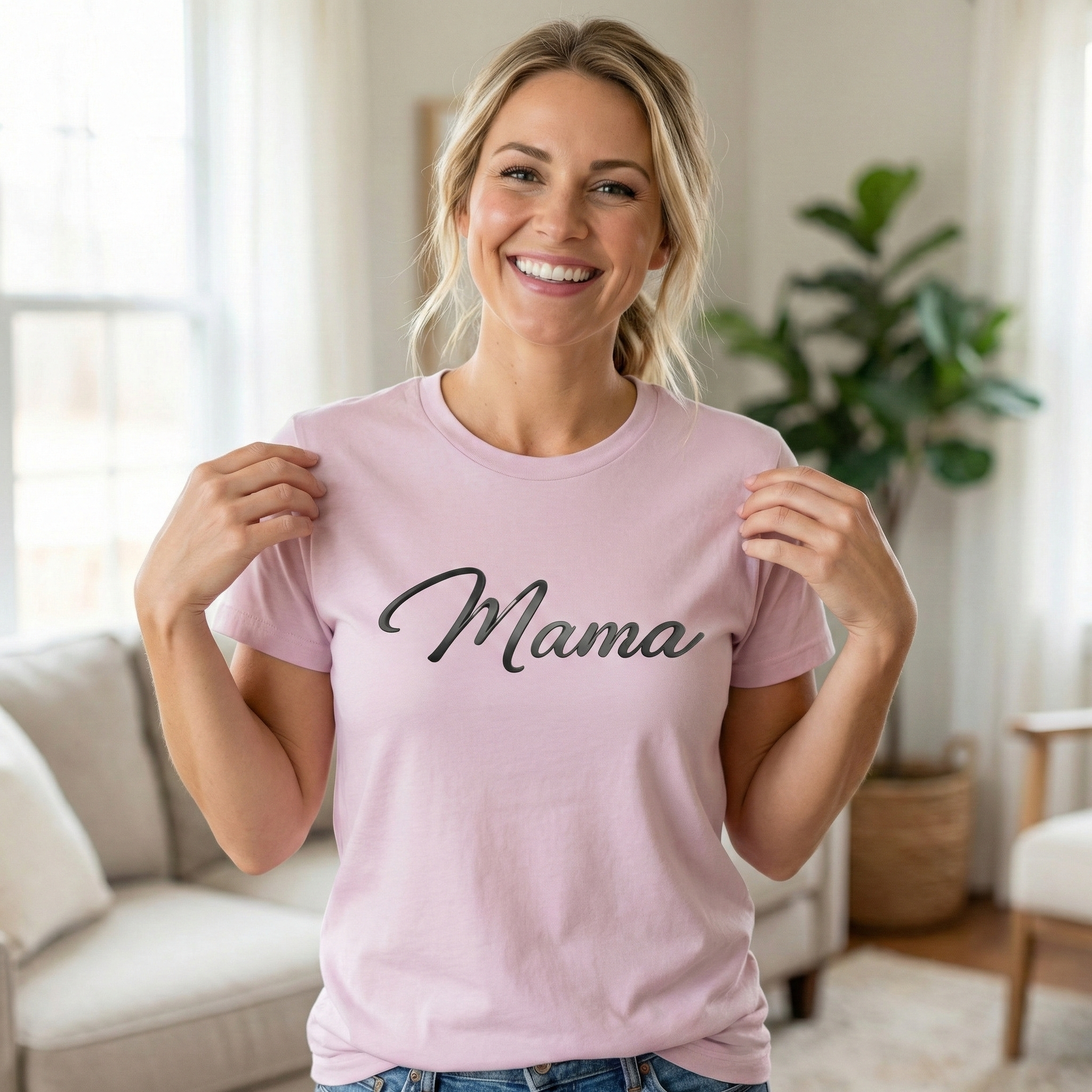 Mama Script T-shirt – Soft Blush Pink Cozy T-shirt