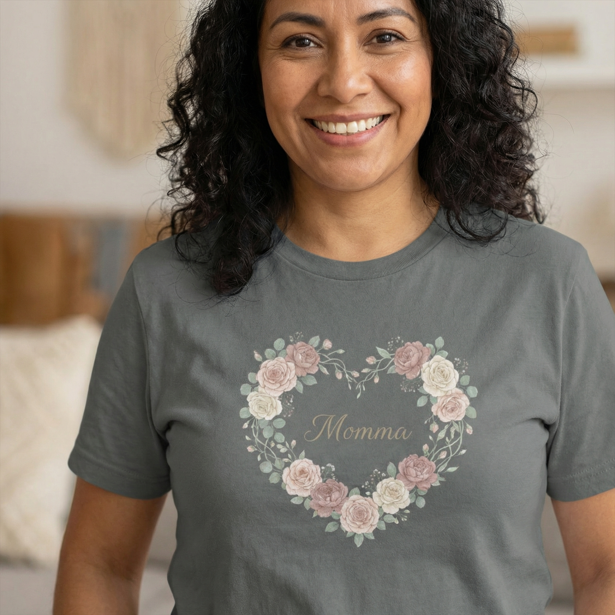 "Momma" Floral Hearts T-shirt | Meaningful Gift for Moms