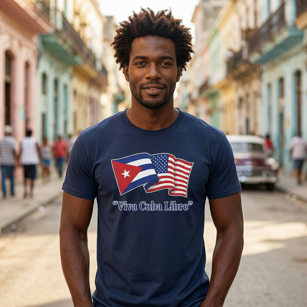 Viva Cuba Libre – Cuban & American Flag Unity T-Shirt