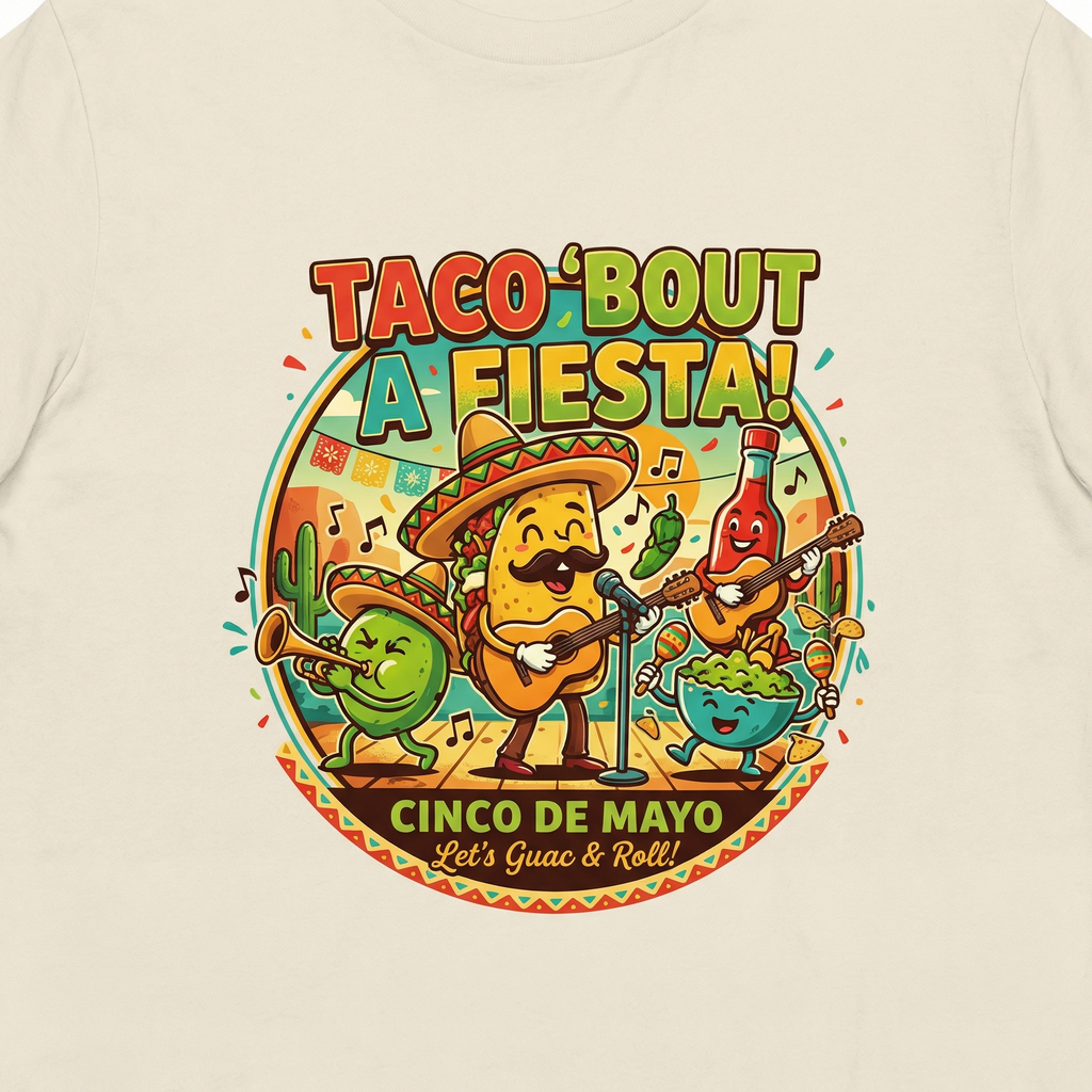 Taco ’Bout a Fiesta T-Shirt – Funny Cinco de Mayo Guac & Roll Party Tee