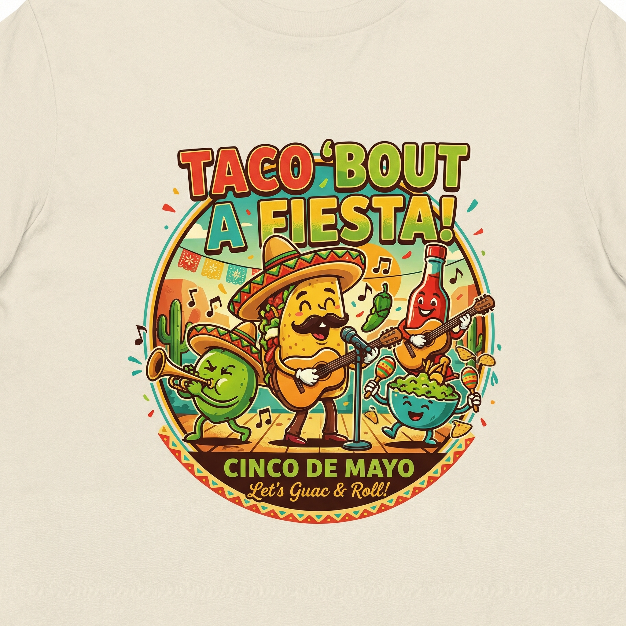 Taco ’Bout a Fiesta T-Shirt – Funny Cinco de Mayo Guac & Roll Party Tee