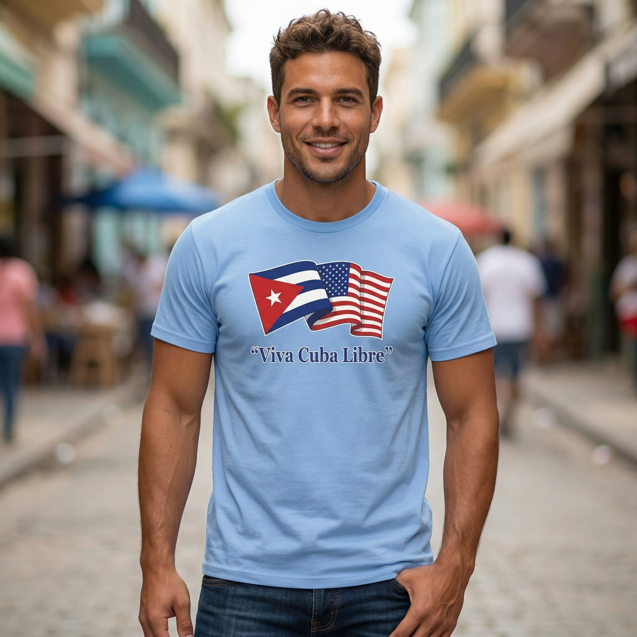 Viva Cuba Libre – Cuban & American Flag Unity T-Shirt