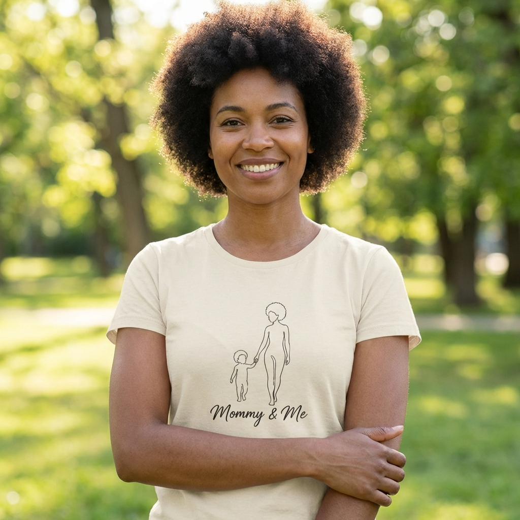 Mommy & Me Silhouette T-shirt - Afro Mom and Son