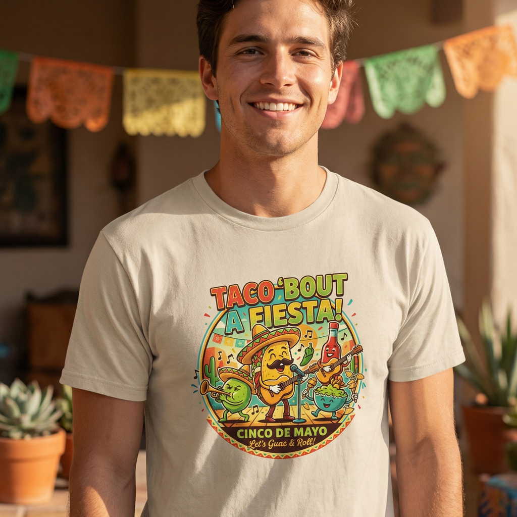 Taco ’Bout a Fiesta T-Shirt – Funny Cinco de Mayo Guac & Roll Party Tee