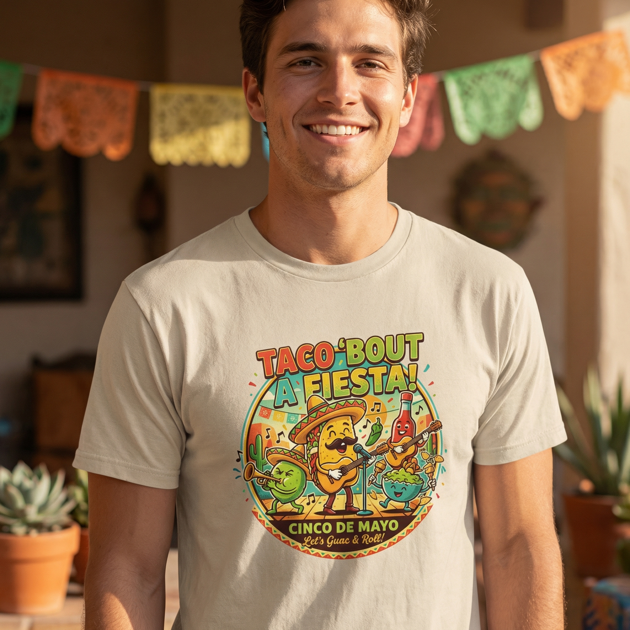 Taco ’Bout a Fiesta T-Shirt – Funny Cinco de Mayo Guac & Roll Party Tee