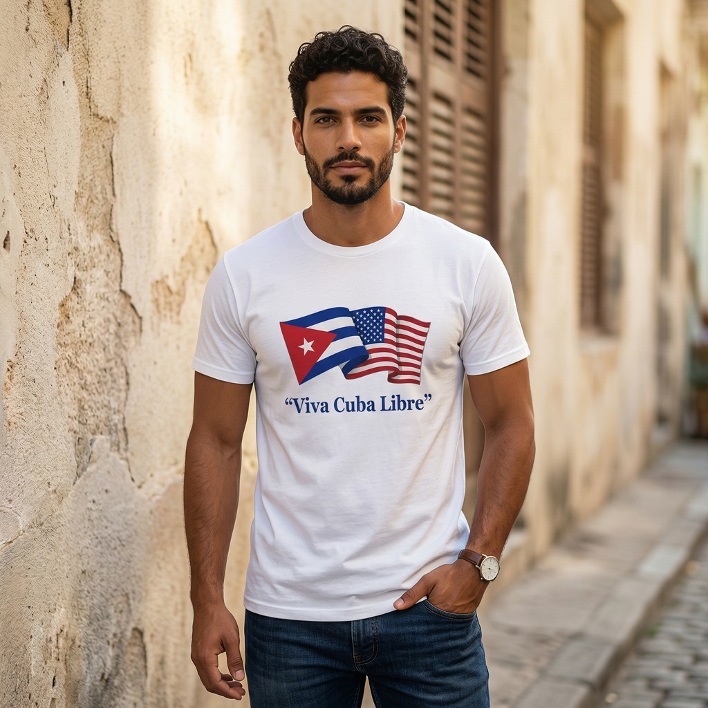 Viva Cuba Libre – Cuban & American Flag Unity T-Shirt